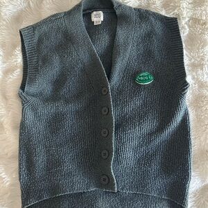 BDG Charcoal Knit Vest with Green Patch